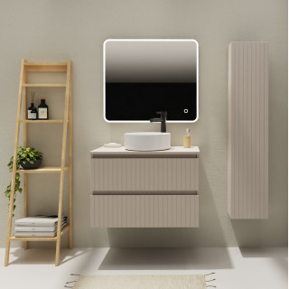 Meuble salle de bain 80 cm pour vasque à poser - Cachemire strié mat - A suspendre - Karaib 2
