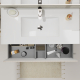 Meuble salle de bain 100 cm - Plan vasque céramique - Cachemire strié mat - A suspendre - Karaib 2