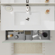Meuble salle de bain 100 cm - Plan vasque céramique - Vert strié mat - A suspendre - Karaib 2