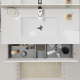 Meuble salle de bain 100 cm - Plan vasque céramique - Blanc strié mat - A suspendre - Karaib 2