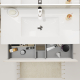 Meuble salle de bain 100 cm - Plan vasque céramique - Cachemire mat - A suspendre - Karaib 2