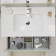 Meuble salle de bain 80 cm A poser - Plan vasque céramique - Vert mat - Karaib 2