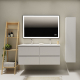 Meuble salle de bain 120 cm - Double vasque céramique - Blanc strié mat - A suspendre - Karaib 2