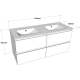 Meuble salle de bain 120 cm - Double vasque céramique - Blanc strié mat - A suspendre - Karaib 2