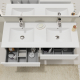 Meuble salle de bain 120 cm - Double vasque céramique - Blanc strié mat - A suspendre - Karaib 2