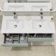 Meuble salle de bain 120 cm - Double vasque céramique - Vert strié mat - A suspendre - Karaib 2