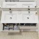 Meuble salle de bain 120 cm - Double vasque céramique - Cachemire strié mat - A suspendre - Karaib 2