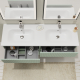 Meuble salle de bain 140 cm - Double vasque Solid surface - Vert strié mat - A suspendre - Karaib 2