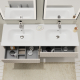 Meuble salle de bain 140 cm - Double vasque Solid surface - Cachemire strié mat - A suspendre - Karaib 2