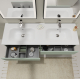 Meuble salle de bain 140 cm - Double vasque Solid surface - Vert mat - A suspendre - Karaib 2
