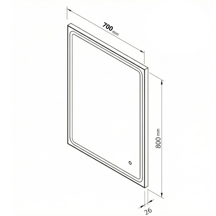 Miroir Salle de Bain - 70x80 cm - Rectangulaire - avec Éclairage Led - MIA