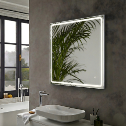Miroir Salle de Bain - 80x80 cm - Rectangulaire - avec Éclairage Led - MIA