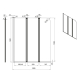 Pare-baignoire 3 volets pivotants design 120x140 cm aluminium chromé 5 mm - Kordo
