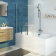 Pare-baignoire 3 volets pivotants design 120x140 cm aluminium chromé 5 mm - Kordo