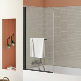 PARE BAIGNOIRE GENA 80 CM 1 VOLET PIVOTANT NOIR MAT