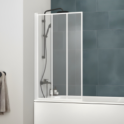 Pare baignoire 1 volet pivotant h140 x l80 cm blanc mat