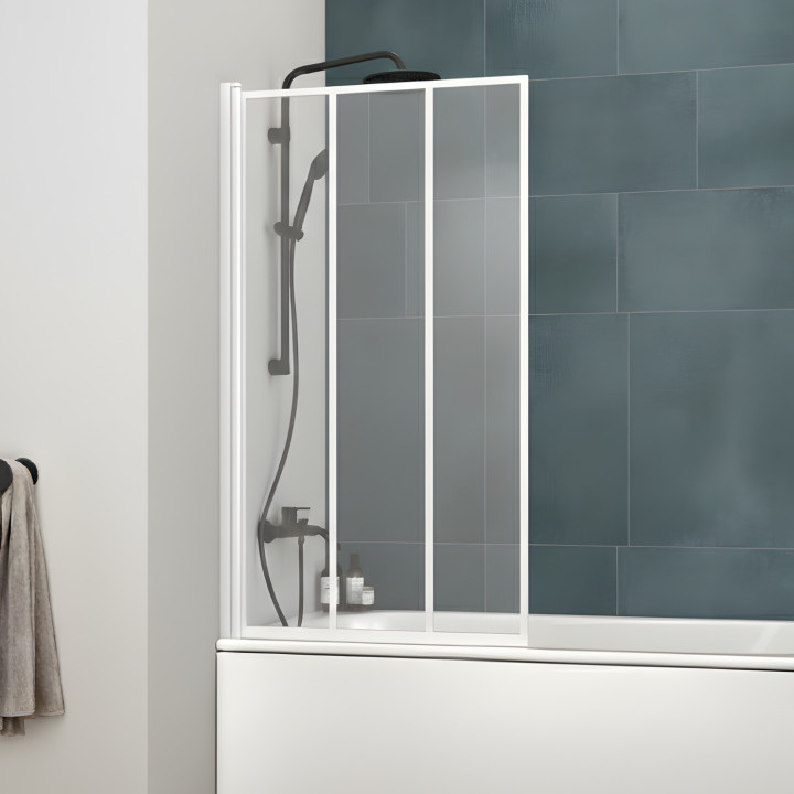 Pare baignoire 1 volet pivotant h140 x l80 cm blanc mat