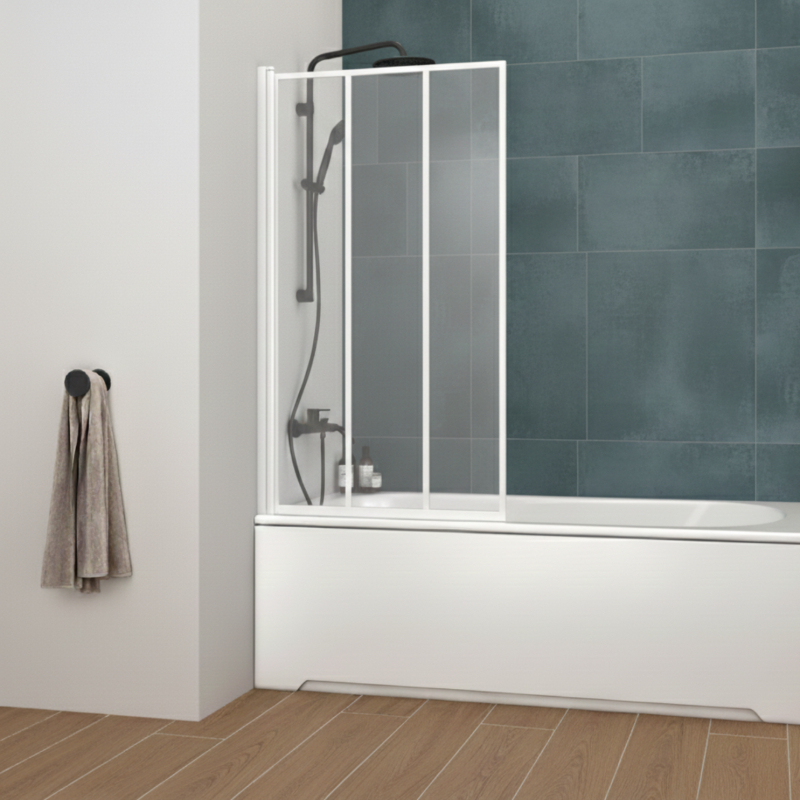Paroi de baignoire Mexen Next 1 volet 80 x 150 cm, stries, blanc - 895