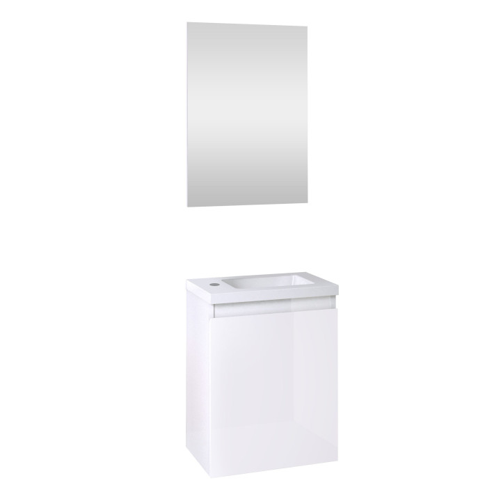 Pack lave mains avec miroir Porto Blanc brillant - Marque allibert