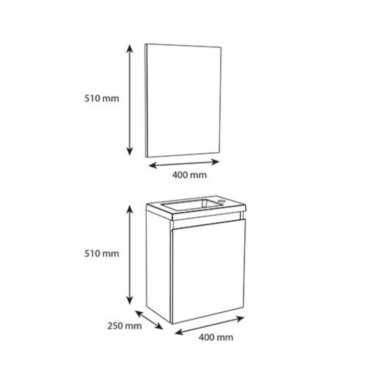 Pack lave mains avec miroir Porto Bleu nuit - Marque allibert
