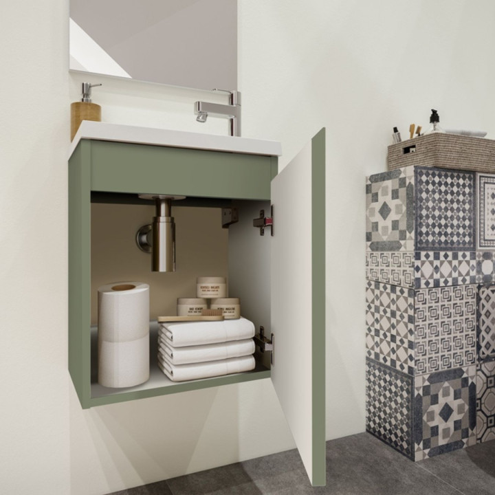 Pack lave mains avec miroir Porto Vert de gris - Marque allibert