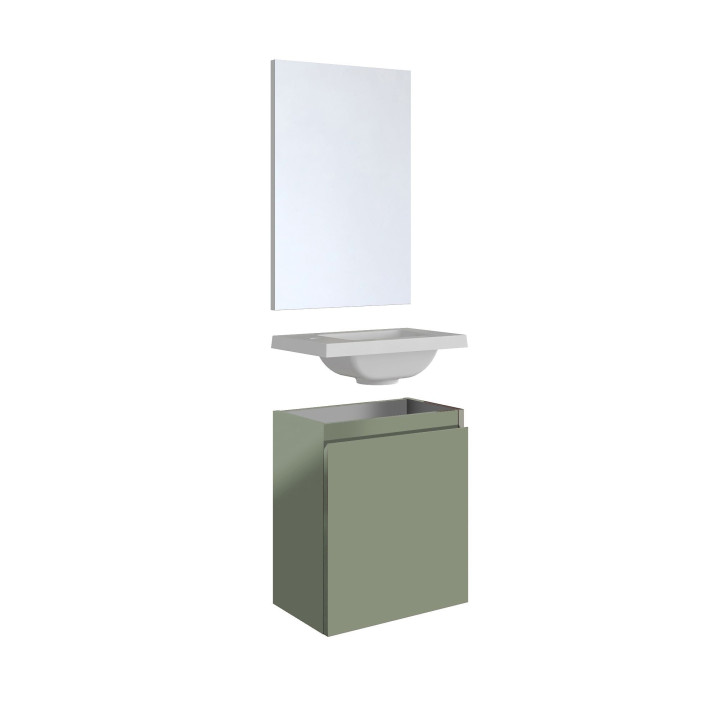 Pack lave mains avec miroir Porto Vert de gris - Marque allibert