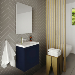 Pack lave mains avec miroir Porto Bleu nuit - Marque allibert