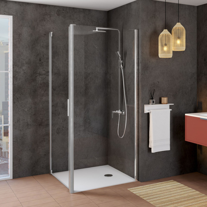 Paroi de douche retour fixe pour porte de douche pivotante 76.5-79x200 cm chromé Laja