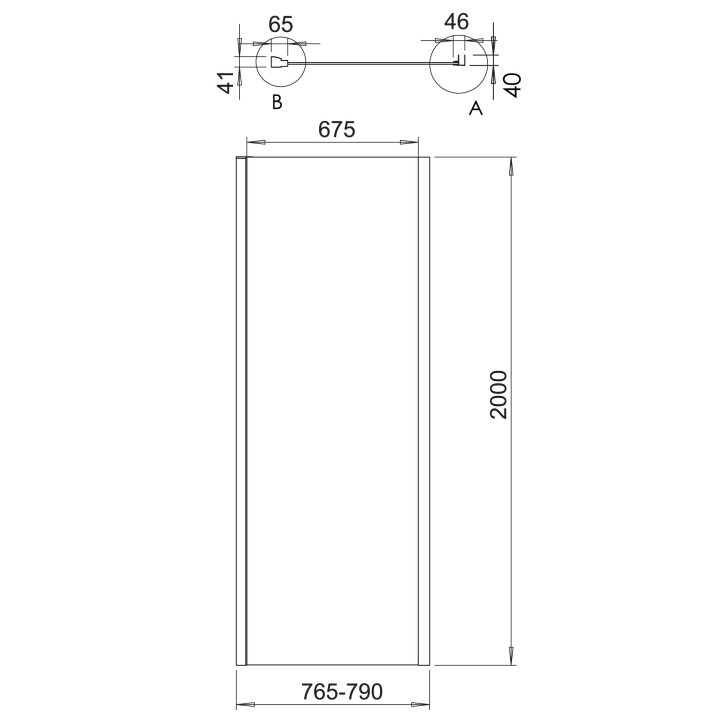 Paroi de douche retour fixe pour porte de douche pivotante 76.5-79x200 cm chromé Laja