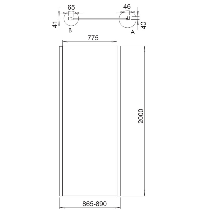 Paroi de douche retour fixe pour porte de douche pivotante 86.5-89x200 cm chromé Laja