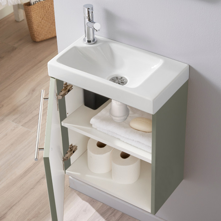 Pack lave-mains Vert Strié - Robinetterie Eau froide à gauche - L.42.5 X H. 52.5 cm - Hamac 2