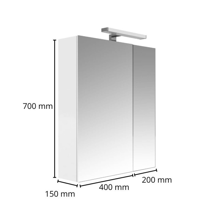Armoire de toilette éclairante 2 portes 60 cm blanche Juno 2