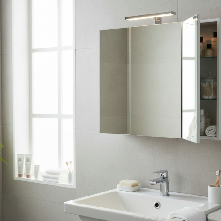 Armoire de toilette éclairante 3 portes 60 cm blanche Juno 2