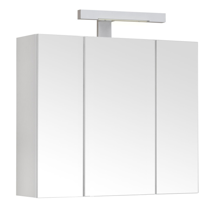 Armoire de toilette 60 cm triptyque éclairante Piano blanche mat