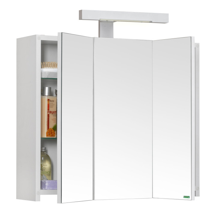 Armoire de toilette 60 cm triptyque éclairante Piano blanche mat