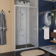 Porte de douche coulissante 140x200 cm Aluminium chromé 6 mm anticalcaire réversible Laja