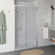 Porte de douche coulissante 140x200 cm Aluminium chromé 6 mm anticalcaire réversible Laja