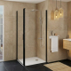 Paroi de douche retour fixe pour porte de douche pivotante 76.5-79x200 cm noir mat Laja