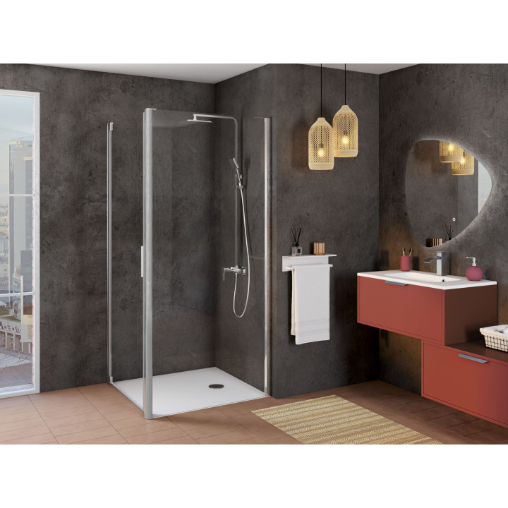 Paroi de douche retour fixe pour porte de douche pivotante 86.5-89x200 cm chromé Laja