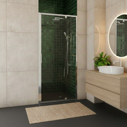 Porte de douche pivotante extensible 87-100x200 cm aluminium chromé 6 mm anticalcaire réversible Laja