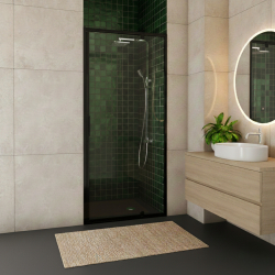 Porte de douche pivotante extensible 78-91x200 cm aluminium noir 6 mm anticalcaire réversible Laja