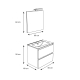 Ensemble meuble salle de bain 60 cm + plan céramique + miroir + led - Effet Chêne Hamiton - A suspendre - Bazil