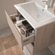 Ensemble meuble salle de bain 80 cm + plan céramique + miroir + led - Effet Chêne Hamiton - A suspendre - Bazil