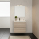 Ensemble meuble salle de bain 60 cm + plan céramique + miroir + led - Effet Chêne Hamiton - A suspendre - Bazil