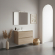 Ensemble meuble salle de bain 80 cm + plan céramique + miroir + led - Effet Chêne Hamiton - A suspendre - Bazil