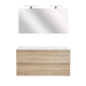 Ensemble meuble salle de bain 120 cm + plan céramique + miroir + led - Effet Chêne Hamiton - A suspendre - Bazil