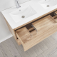 Ensemble meuble salle de bain 120 cm + plan céramique + miroir + led - Effet Chêne Hamiton - A suspendre - Bazil