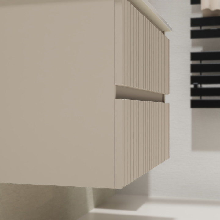 Meuble salle de bain 80 cm - Plan vasque céramique - Cachemire strié mat - A suspendre - Karaib 2