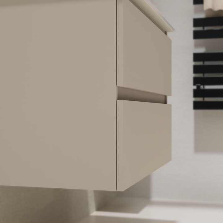 Meuble salle de bain 70 cm - Plan vasque Solid surface - Cachemire mat - A suspendre - Karaib 2