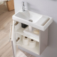 Meuble lave-mains strié Beige cachemire avec lave-mains et porte serviette intégré pour Robinet à gauche Solo